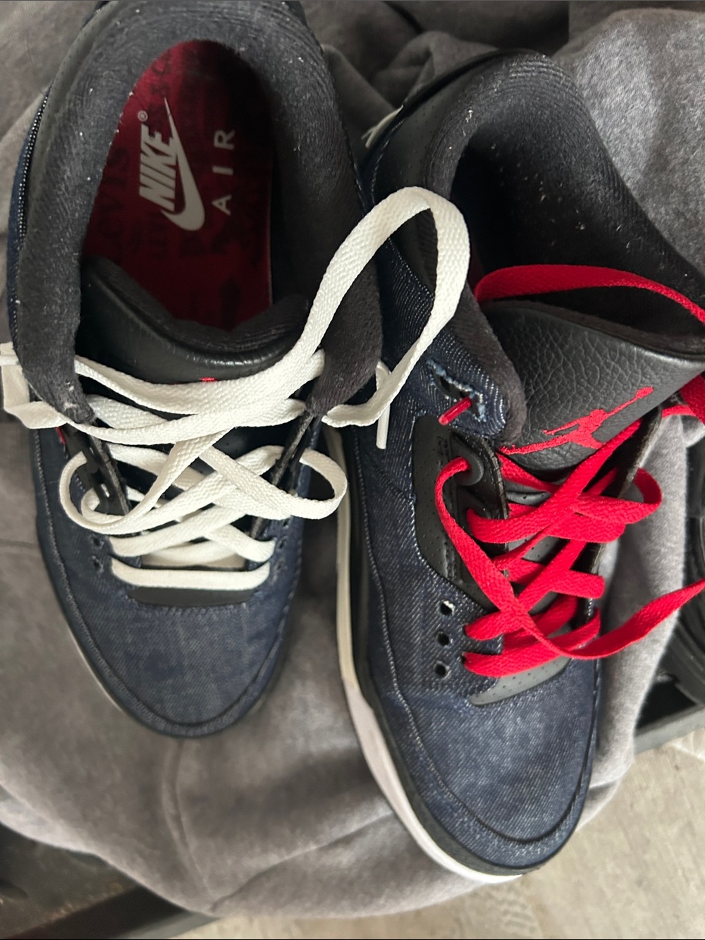Nike Dark Denim Sneakers with White and Red Laces